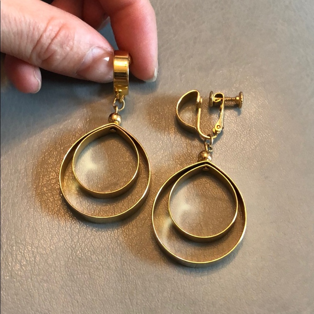 Vintage Napier screwback clip gold Earrings Retro